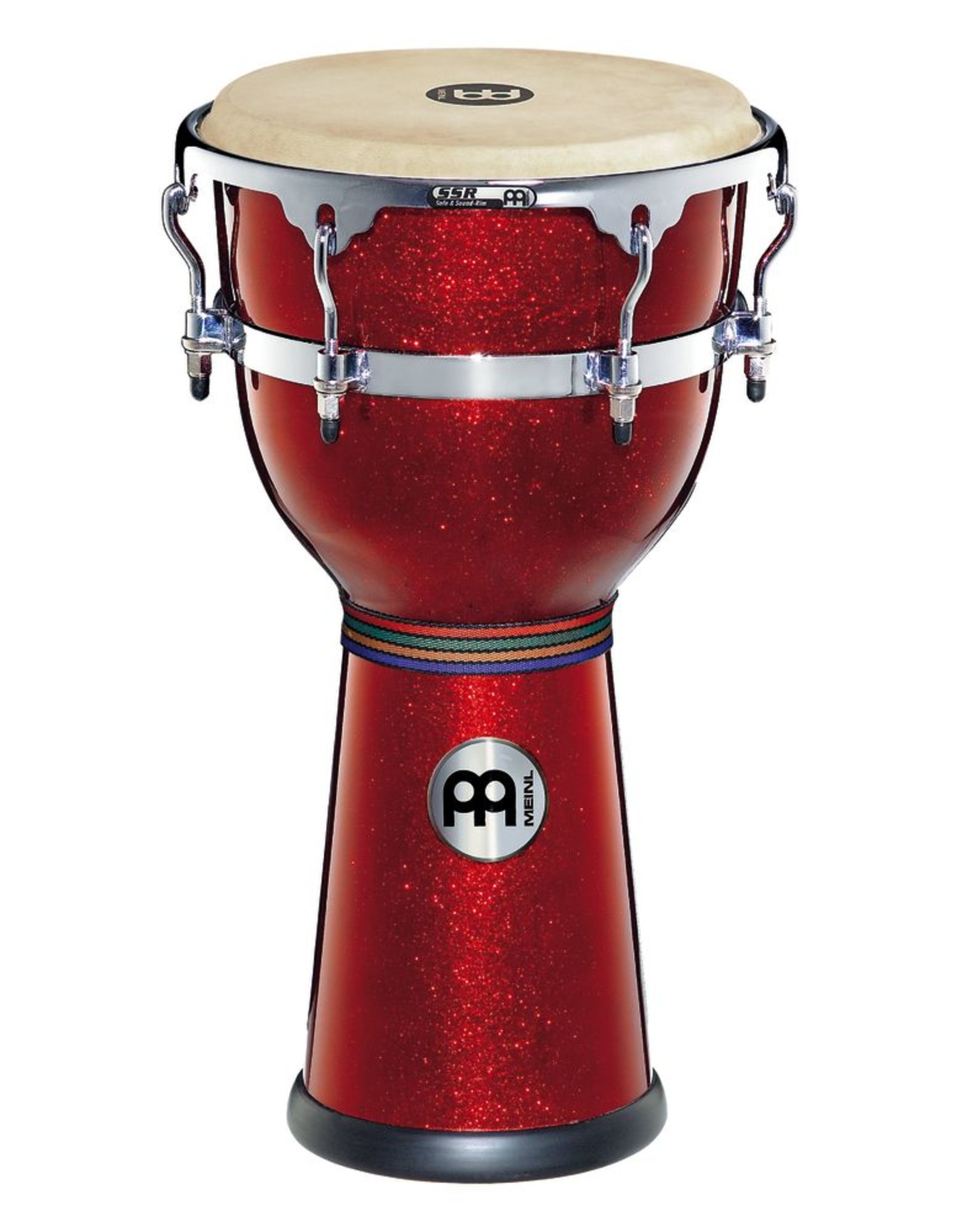 Meinl DJF3RSP fiber optic djembe, 12 inch red sparkle used model clearance