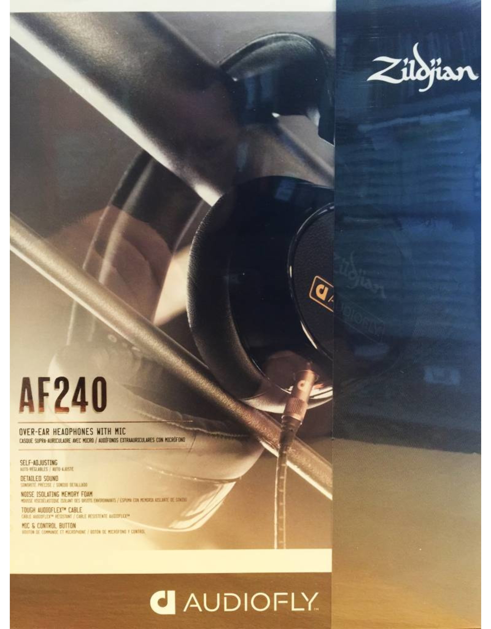 Zildjian Audiofly AF240 Black Limited Edition Over Ear Headphones w/ te Mic