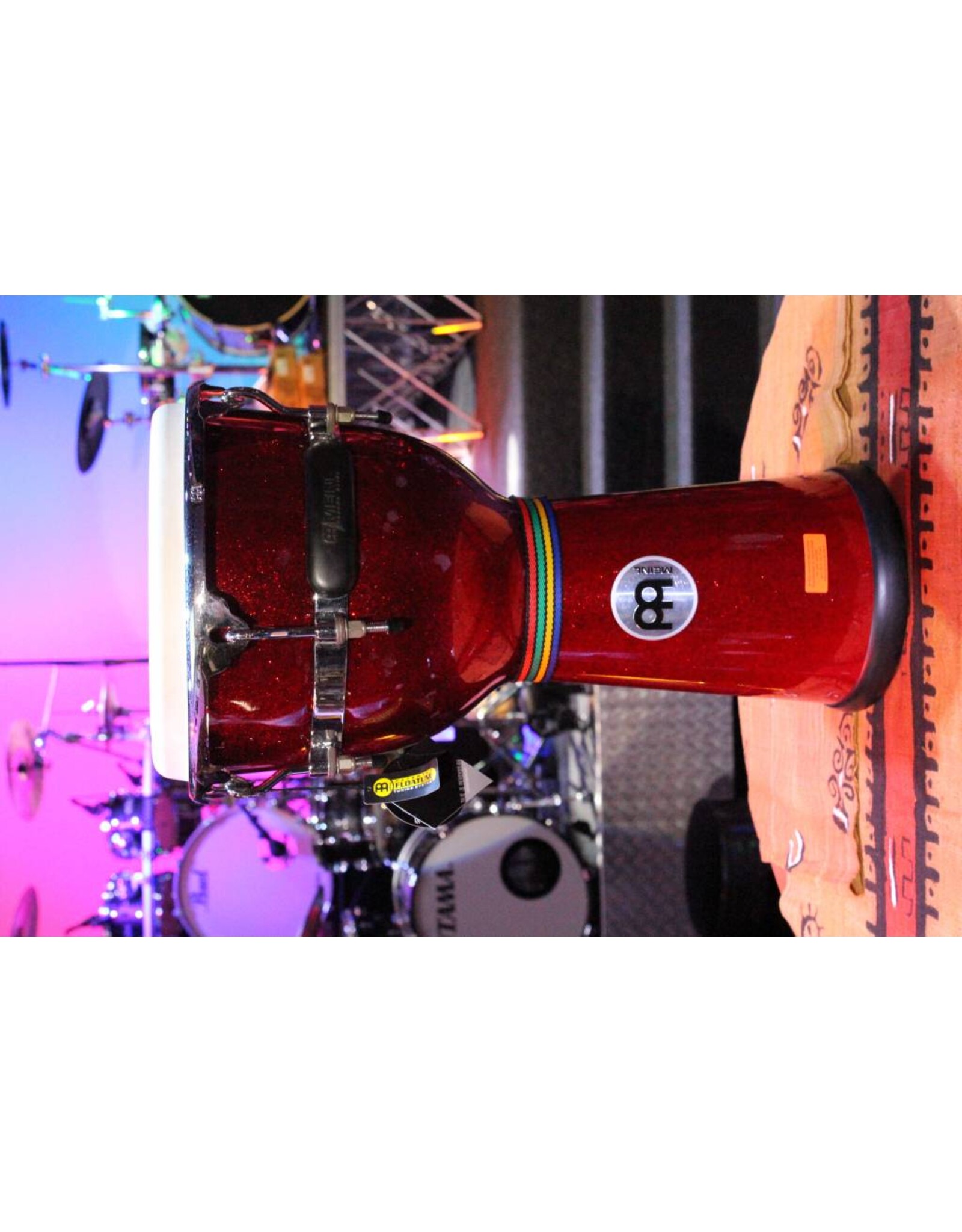 Meinl DJF3RSP fiber optic djembe, 12 inch red sparkle used model clearance
