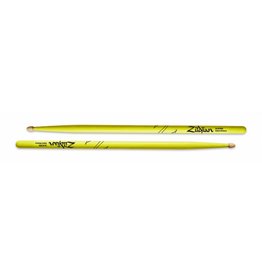 Zildjian Z5AACDGY Drumsticks, Hickory Wood Tip 5A Acorn, neon yellow