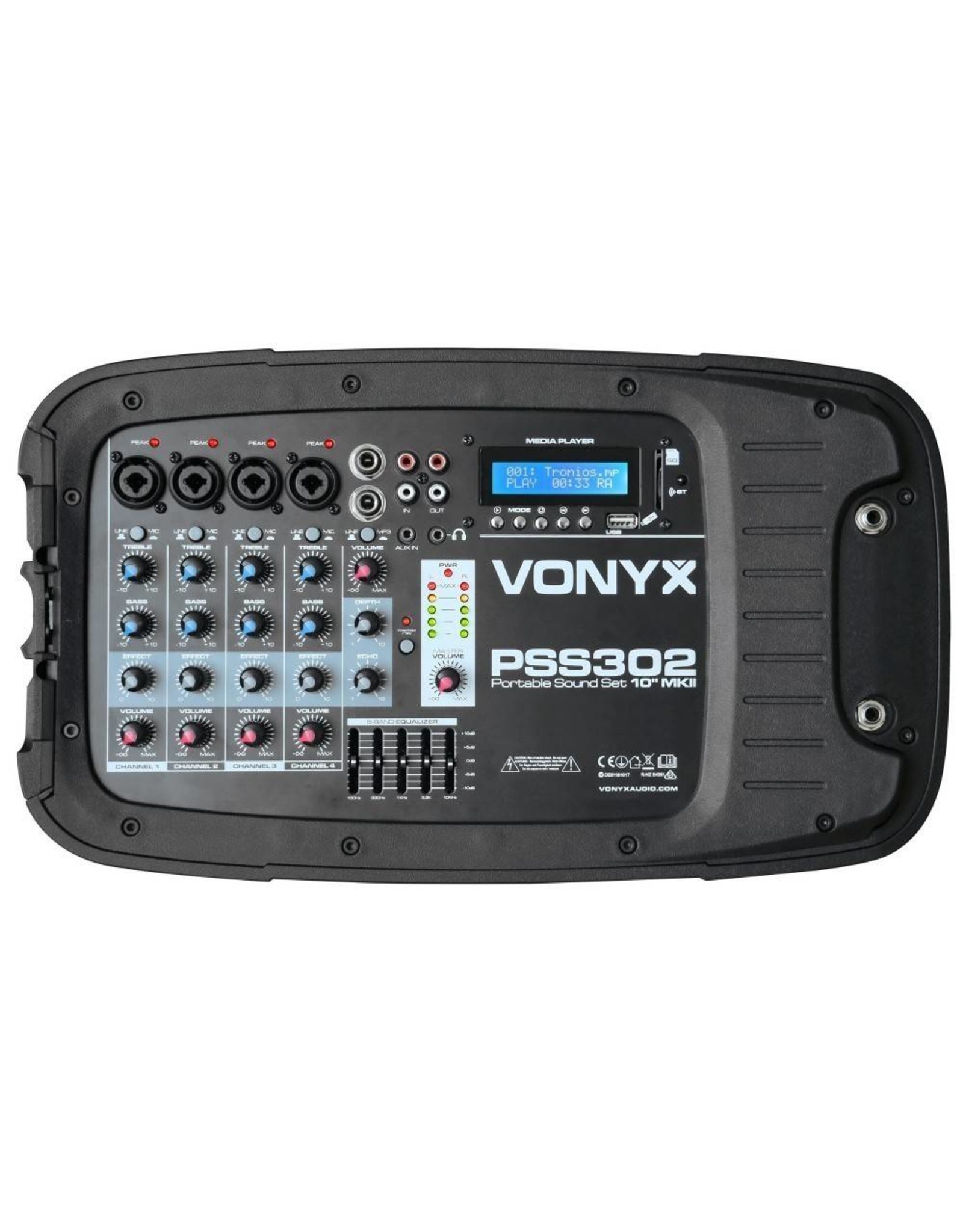 VONYX PSS302 Mobiele Geluidset 10" SD/USB/MP3/BT met Standaards