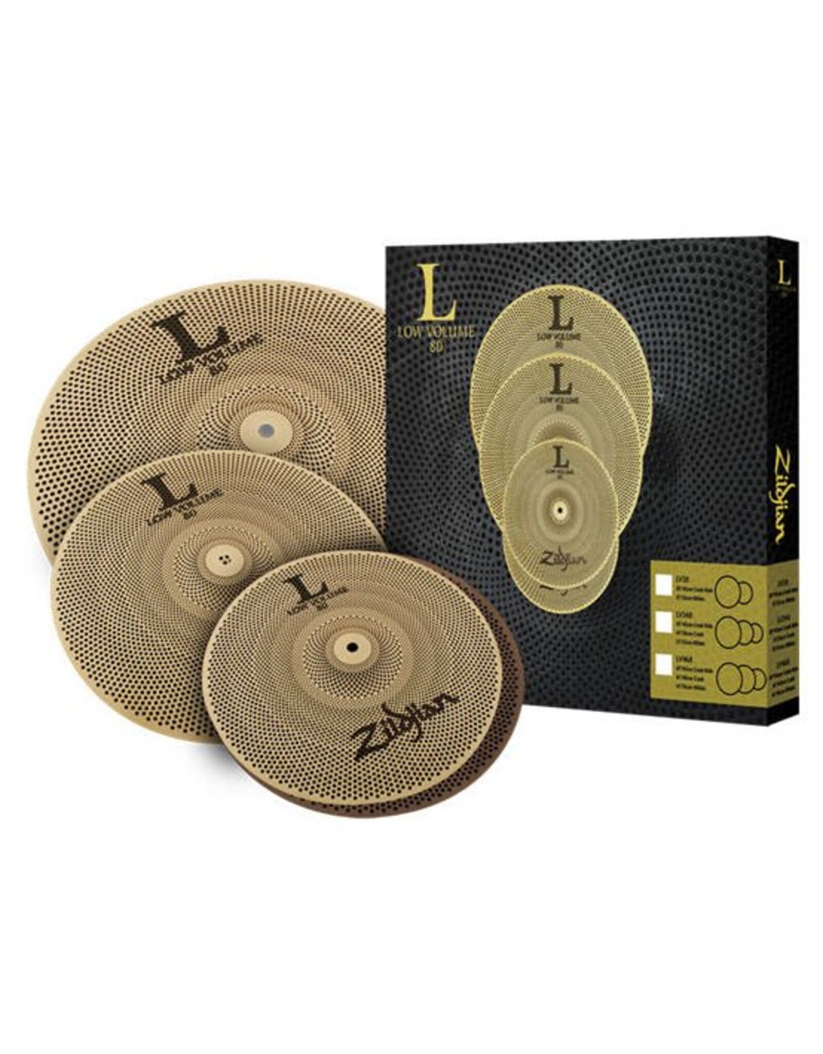 Zildjian  LV348 Low Volume 348 Series Box Set: 13 "Hüte, 14" Crash, 18 „Crash / Ride ZILV348