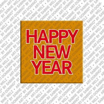 ART-DOMINO® BY SABINE WELZ Happy New Year – Magnet mit Neujahrswünschen