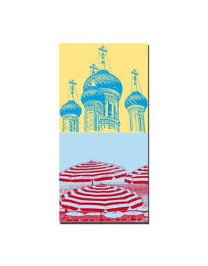 MAGNET-STORIES Nice - Russian Orthodox Saint-Nicolas Cathedral + parasols on the Promenade des Anglais
