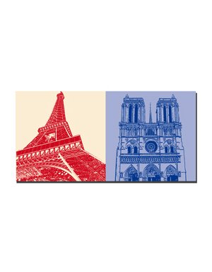 ART-DOMINO® BY SABINE WELZ Paris - Eiffel Tower + Notre Dame