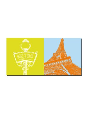 MAGNET-STORIES Paris -  Metro sign + Eiffel tower