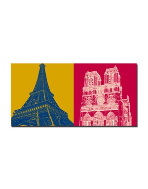 ART-DOMINO® BY SABINE WELZ Paris - Eiffel Tower + Notre Dame