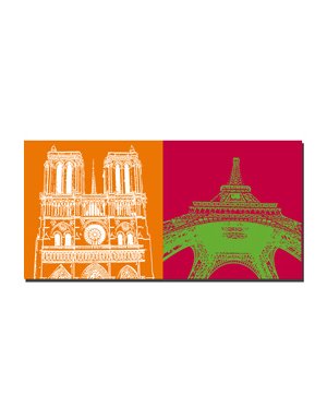 ART-DOMINO® BY SABINE WELZ Paris - Notre Dame + Eiffel Tower