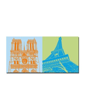 ART-DOMINO® BY SABINE WELZ Paris - Notre Dame + Eiffel Tower