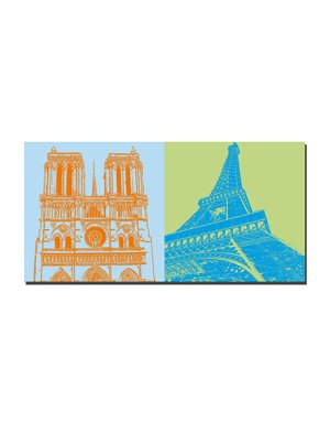 ART-DOMINO® BY SABINE WELZ Paris - Notre Dame + Tour Eiffel