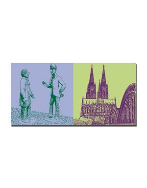 ART-DOMINO® BY SABINE WELZ Cologne - Tünnes und Schäl + Cathédrale de cologne