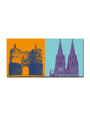 ART-DOMINO® BY SABINE WELZ Cologne - Hahnentor + Cathédrale de Cologne