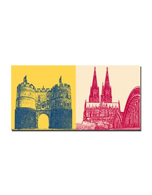 ART-DOMINO® BY SABINE WELZ Cologne - Hahnentor + Cathédrale de Cologne