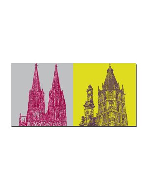 ART-DOMINO® BY SABINE WELZ Cologne - Cathédrale de Cologne + Rathaus und Jan v. Werth