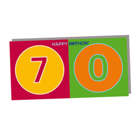 ART-DOMINO® BY SABINE WELZ HAPPY BIRTHDAY - Carte d'anniversaire pour le 70ème anniversaire