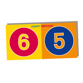 ART-DOMINO® BY SABINE WELZ HAPPY BIRTHDAY - Carte d'anniversaire pour le 65ème anniversaire