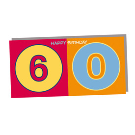 ART-DOMINO® BY SABINE WELZ HAPPY BIRTHDAY - Carte d'anniversaire pour le 60ème anniversaire