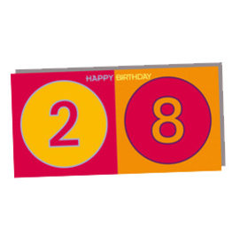 ART-DOMINO® BY SABINE WELZ CARTE DE VOEUX JOYEUX ANNIVERSAIRE - 28 ANS