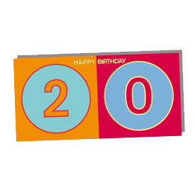 ART-DOMINO® BY SABINE WELZ HAPPY BIRTHDAY - Carte d'anniversaire pour le 20ème anniversaire