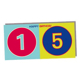 ART-DOMINO® BY SABINE WELZ CARTE DE VOEUX JOYEUX ANNIVERSAIRE - 15 ANS