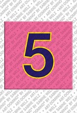 ART-DOMINO® BY SABINE WELZ Number 5 - magnet with the number 5