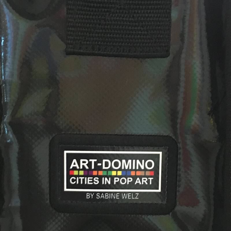 ART-DOMINO® BY SABINE WELZ CITY BAG - Unique - Number 556 with Bordeaux motifs