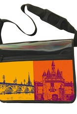 ART-DOMINO® BY SABINE WELZ CITY-BAG - Unique - numéro 556 avec des motifs de Bordeaux