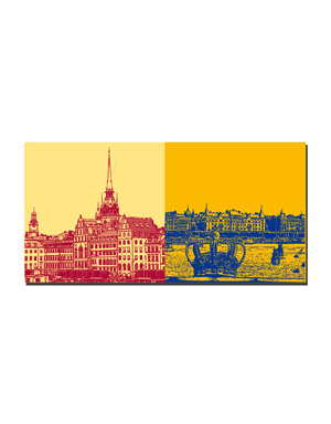 ART-DOMINO® BY SABINE WELZ Stockholm - Altstadt-Gamla Stan + Altstadt Skyline