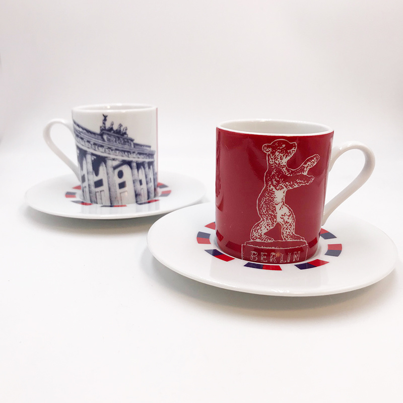 ART-DOMINO® BY SABINE WELZ Berlin Espresso cup 01 - Brandenburg Gate + Berlin Bear