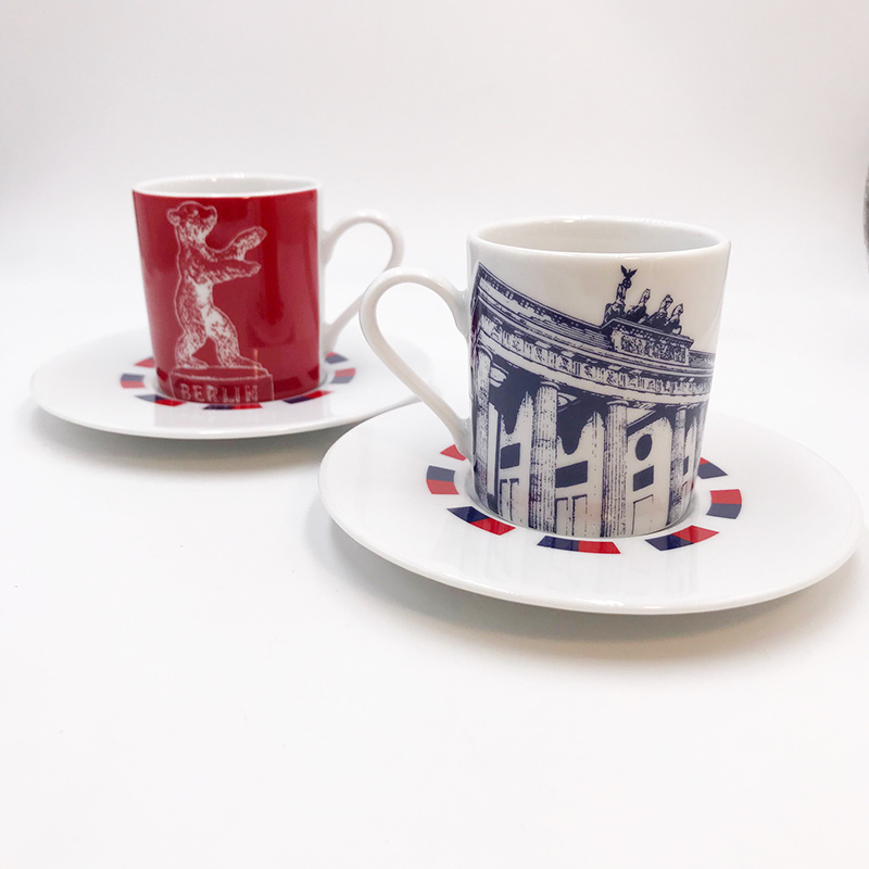 ART-DOMINO® BY SABINE WELZ Berlin Espresso cup 01 - Brandenburg Gate + Berlin Bear