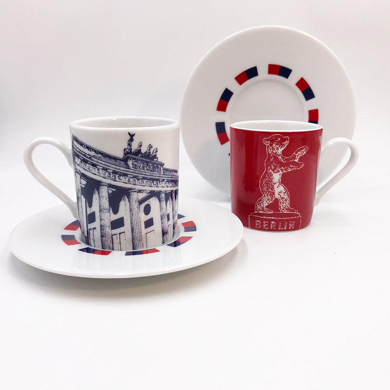 ART-DOMINO® BY SABINE WELZ Berlin Espresso cup 01 - Brandenburg Gate + Berlin Bear