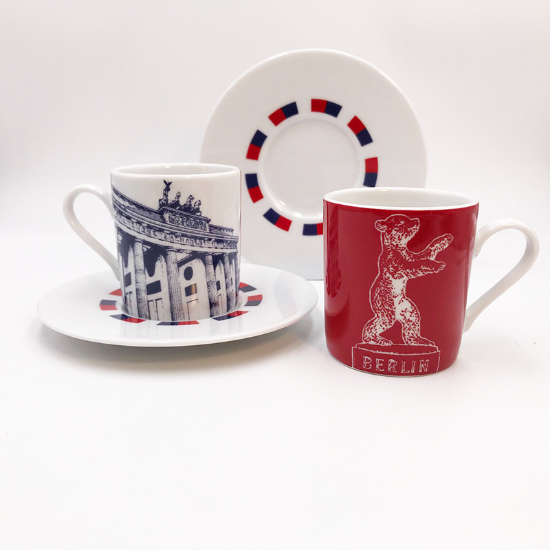 ART-DOMINO® BY SABINE WELZ Berlin Espresso cup 01 - Brandenburg Gate + Berlin Bear