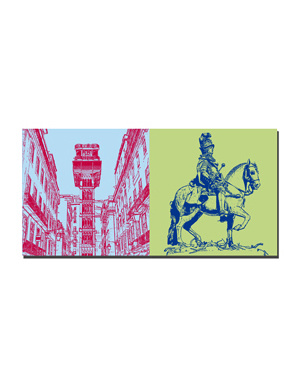 MAGNET-STORIES Lisbon - Elevador de Santa Just + José I - Equestrian statue