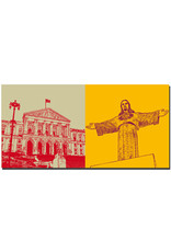 ART-DOMINO® BY SABINE WELZ Lisbonne - Palais de São Bento (Palais du Parlement de Saint Benoît) + Statue de Cristo Rei