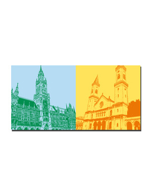 ART-DOMINO® BY SABINE WELZ Munich - New Town Hall + Ludwig Church