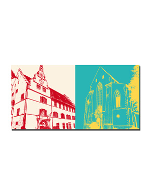 ART-DOMINO® BY SABINE WELZ Freiburg - Old Town Hall + Martinskirche