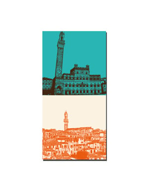ART-DOMINO® BY SABINE WELZ Siena - Palazzo Pubblico & Torre del Mangia + Panorama mit Rathaus