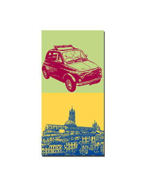 ART-DOMINO® BY SABINE WELZ Sienne - Oldtimer Fiat 500 + Panorama avec cathédrale