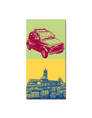 MAGNET-STORIES Siena - Oldtimer Fiat 500 + Panorama with cathedral