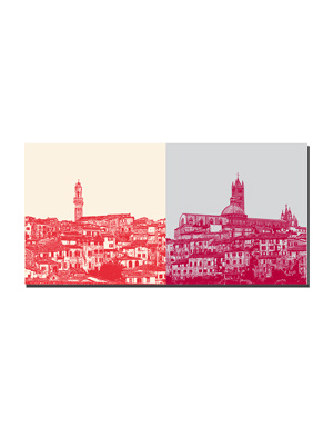 ART-DOMINO® BY SABINE WELZ Siena - Panorama with city hall + Panorama with cathedral