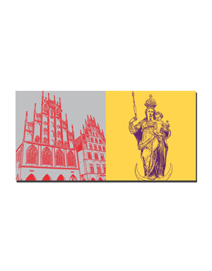 ART-DOMINO® BY SABINE WELZ Münster - Town Hall + Marienfigur