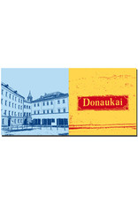 ART-DOMINO® BY SABINE WELZ Passau - Domplatz, view of St. Paul + Sign Donaukai