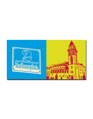 MAGNET-STORIES Passau - Schild Rathausplatz 2 + Rathaus