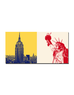 ART-DOMINO® BY SABINE WELZ New York - Empire State Building + Freiheitsstatue