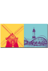 MAGNET-STORIES Warnemünde - Meyer's Mill 1866 + Lighthouse with tea pot