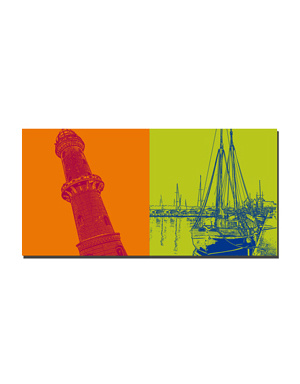 ART-DOMINO® BY SABINE WELZ Warnemünde - Lighthouse + Ship Rostock
