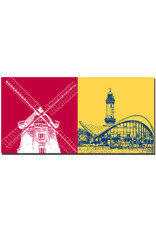 MAGNET-STORIES Warnemünde - Meyer's Mill 1866 + Lighthouse with tea pot