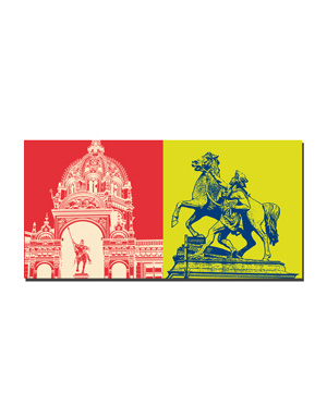 MAGNET-STORIES Schwerin - Dôme du château de Schwerin et statue de Niklot + Rossbändiger