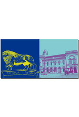 ART-DOMINO® BY SABINE WELZ Schwerin - Brunswick Lion + Town Hall, Old Town