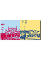 MAGNET-STORIES Schwerin - Théâtre d'État et lanterne + Maisons sur le marché de la vieille ville